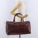 CARTIER Must Line Boston Bag Leather Bordeaux Gold Auth 194043-23