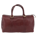 CARTIER Must Line Boston Bag Leather Bordeaux Gold Auth 194043-2