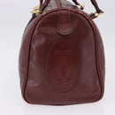 CARTIER Must Line Boston Bag Leather Bordeaux Gold Auth 194043-3