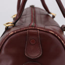 CARTIER Must Line Boston Bag Leather Bordeaux Gold Auth 194043-4