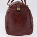 CARTIER Must Line Boston Bag Leather Bordeaux Gold Auth 194043-5