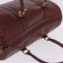CARTIER Must Line Boston Bag Leather Bordeaux Gold Auth 194043-7