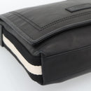 BALLY Shoulder Bag Leather Black Silver Auth 194051A-11