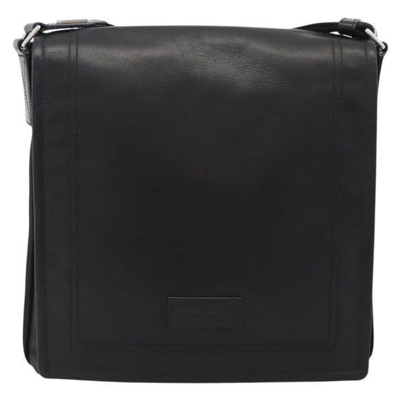 BALLY Shoulder Bag Leather Black Silver Auth 194051A