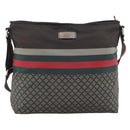 GUCCI Web Sherry Line Shoulder Bag Nylon Beige Silver 270410 Auth 194052-2