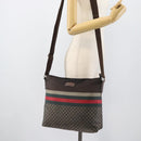 GUCCI Web Sherry Line Shoulder Bag Nylon Beige Silver 270410 Auth 194052-23