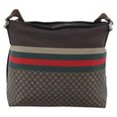 GUCCI Web Sherry Line Shoulder Bag Nylon Beige Silver 270410 Auth 194052-3