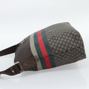 GUCCI Web Sherry Line Shoulder Bag Nylon Beige Silver 270410 Auth 194052-4