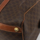 CELINE Macadam Canvas Boston Bag PVC Leather Brown Gold Auth 194053-15