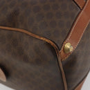 CELINE Macadam Canvas Boston Bag PVC Leather Brown Gold Auth 194053-16