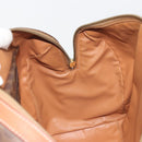CELINE Macadam Canvas Boston Bag PVC Leather Brown Gold Auth 194053-19