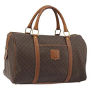 CELINE Macadam Canvas Boston Bag PVC Leather Brown Gold Auth 194053-1