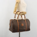 CELINE Macadam Canvas Boston Bag PVC Leather Brown Gold Auth 194053-23