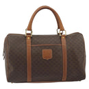 CELINE Macadam Canvas Boston Bag PVC Leather Brown Gold Auth 194053-13