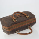 CELINE Macadam Canvas Boston Bag PVC Leather Brown Gold Auth 194053-6