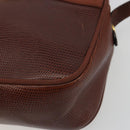 Salvatore Ferragamo Shoulder Bag Leather Embossed Brown Gold Auth 194054-14