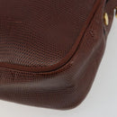 Salvatore Ferragamo Shoulder Bag Leather Embossed Brown Gold Auth 194054-16
