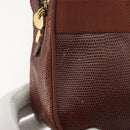 Salvatore Ferragamo Shoulder Bag Leather Embossed Brown Gold Auth 194054-9