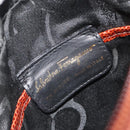 Salvatore Ferragamo Shoulder Bag Leather Embossed Brown Gold Auth 194054-12