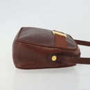 Salvatore Ferragamo Shoulder Bag Leather Embossed Brown Gold Auth 194054-3