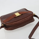 Salvatore Ferragamo Shoulder Bag Leather Embossed Brown Gold Auth 194054-6