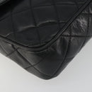 CHANEL Matelasse Shoulder Bag Lamb Skin Black Gold CC Auth 194058A-15