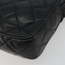 CHANEL Matelasse Shoulder Bag Lamb Skin Black Gold CC Auth 194058A-16