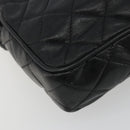 CHANEL Matelasse Shoulder Bag Lamb Skin Black Gold CC Auth 194058A-9