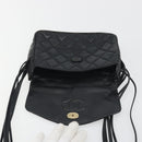 CHANEL Matelasse Shoulder Bag Lamb Skin Black Gold CC Auth 194058A-18