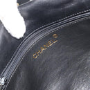 CHANEL Matelasse Shoulder Bag Lamb Skin Black Gold CC Auth 194058A-19