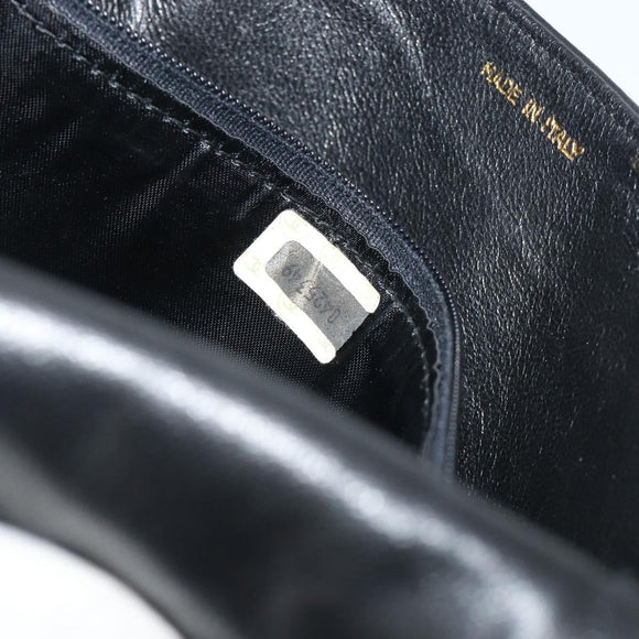 CHANEL Matelasse Shoulder Bag Lamb Skin Black Gold CC Auth 194058A