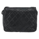 CHANEL Matelasse Shoulder Bag Lamb Skin Black Gold CC Auth 194058A-2