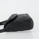 CHANEL Matelasse Shoulder Bag Lamb Skin Black Gold CC Auth 194058A-4