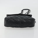 CHANEL Matelasse Shoulder Bag Lamb Skin Black Gold CC Auth 194058A-5