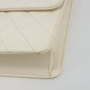 CHANEL Matelasse Chain Chain Shoulder Bag Lamb Skin White Gold CC Auth 194059-14