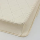 CHANEL Matelasse Chain Chain Shoulder Bag Lamb Skin White Gold CC Auth 194059-16