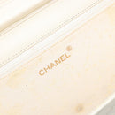 CHANEL Matelasse Chain Chain Shoulder Bag Lamb Skin White Gold CC Auth 194059-18