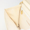 CHANEL Matelasse Chain Chain Shoulder Bag Lamb Skin White Gold CC Auth 194059-20