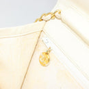 CHANEL Matelasse Chain Chain Shoulder Bag Lamb Skin White Gold CC Auth 194059-21