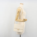 CHANEL Matelasse Chain Chain Shoulder Bag Lamb Skin White Gold CC Auth 194059-23