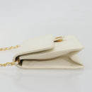 CHANEL Matelasse Chain Chain Shoulder Bag Lamb Skin White Gold CC Auth 194059-4