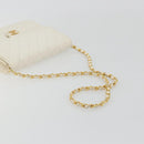 CHANEL Matelasse Chain Chain Shoulder Bag Lamb Skin White Gold CC Auth 194059-7
