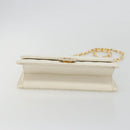 CHANEL Matelasse Chain Chain Shoulder Bag Lamb Skin White Gold CC Auth 194059-9