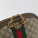 GUCCI GG Supreme Ophidia Sherry Line Bag PVC Beige Gold 499621 Auth 194060-10