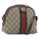 GUCCI GG Supreme Ophidia Sherry Line Bag PVC Beige Gold 499621 Auth 194060-1