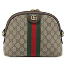 GUCCI GG Supreme Ophidia Sherry Line Bag PVC Beige Gold 499621 Auth 194060-13