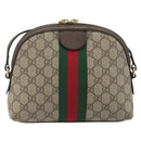 GUCCI GG Supreme Ophidia Sherry Line Bag PVC Beige Gold 499621 Auth 194060-2