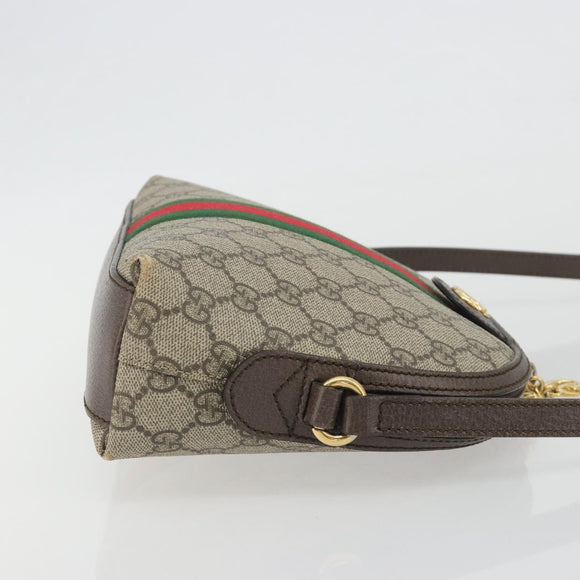 GUCCI GG Supreme Ophidia Sherry Line Bag PVC Beige Gold 499621 Auth 194060