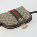 GUCCI GG Supreme Ophidia Sherry Line Bag PVC Beige Gold 499621 Auth 194060-6