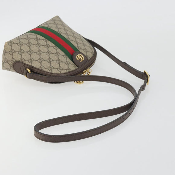 GUCCI GG Supreme Ophidia Sherry Line Bag PVC Beige Gold 499621 Auth 194060